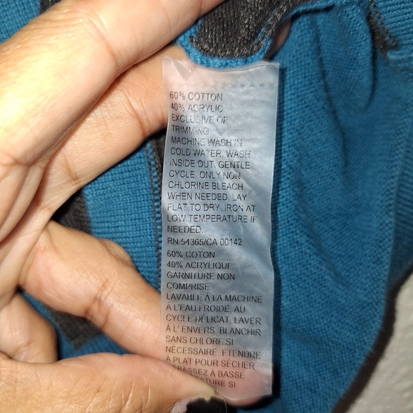 Allison Daley Turquoise & Black Pullover Rhinest Long Sleeve Sweater Size Small - Picture 6 of 8